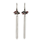 Cherie Black Tassel Earrings - Rose Gold and Silver