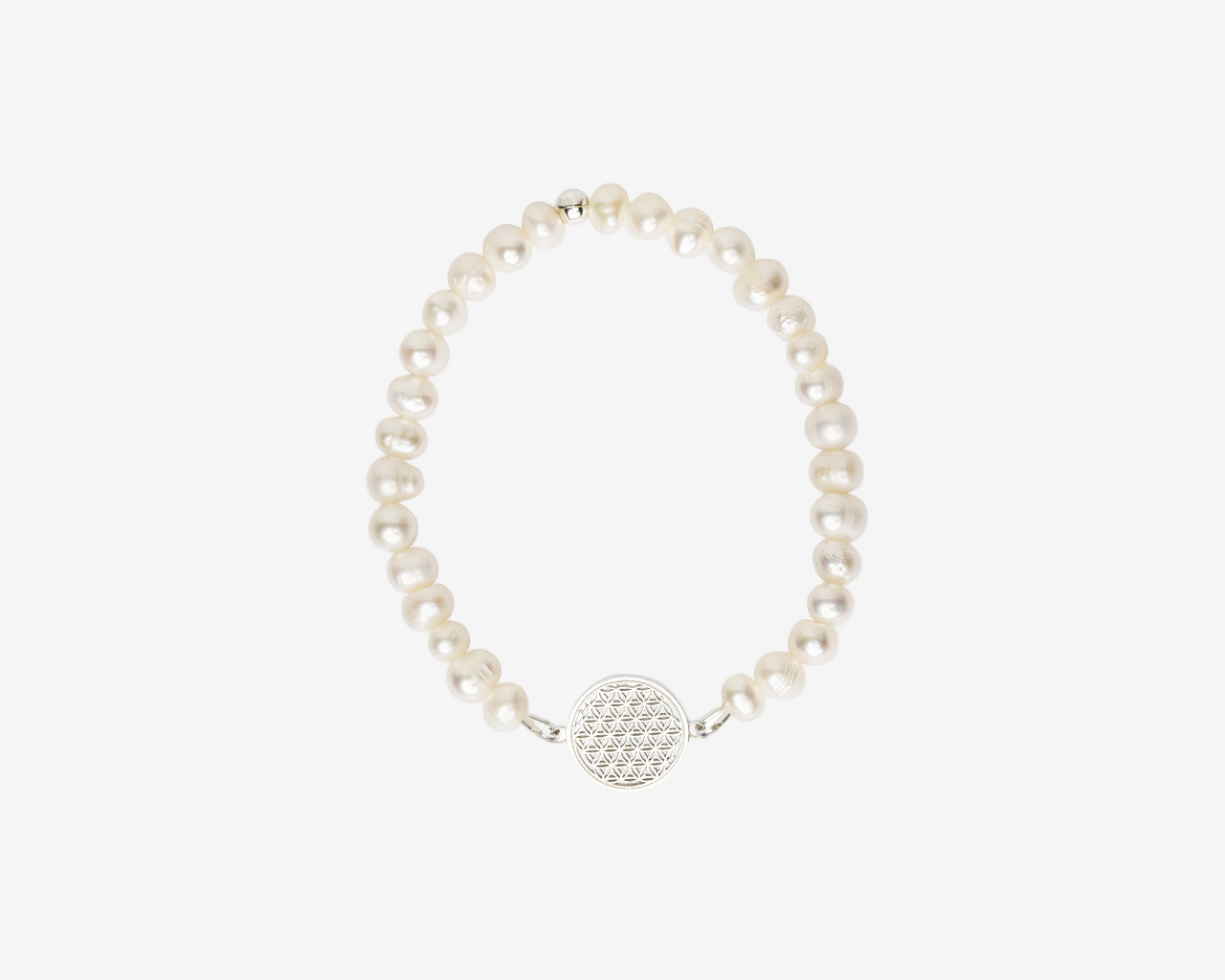 Bransoletka Kwiat Życia S – Biała perła