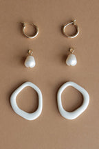 Arp Pearl and Porcelain Hoops - Dark Green