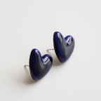 Porcelain Heart Studs -  Blue