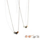 Satin Cube Earrings - Rose Gold and Silver